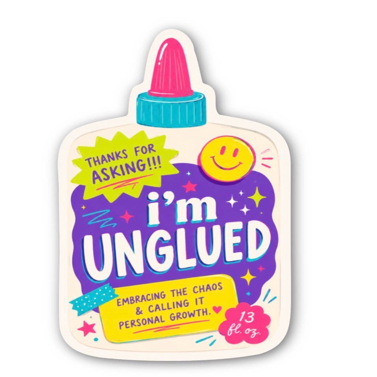 Im Unglued Funny Sticker Retro Glue Bottle