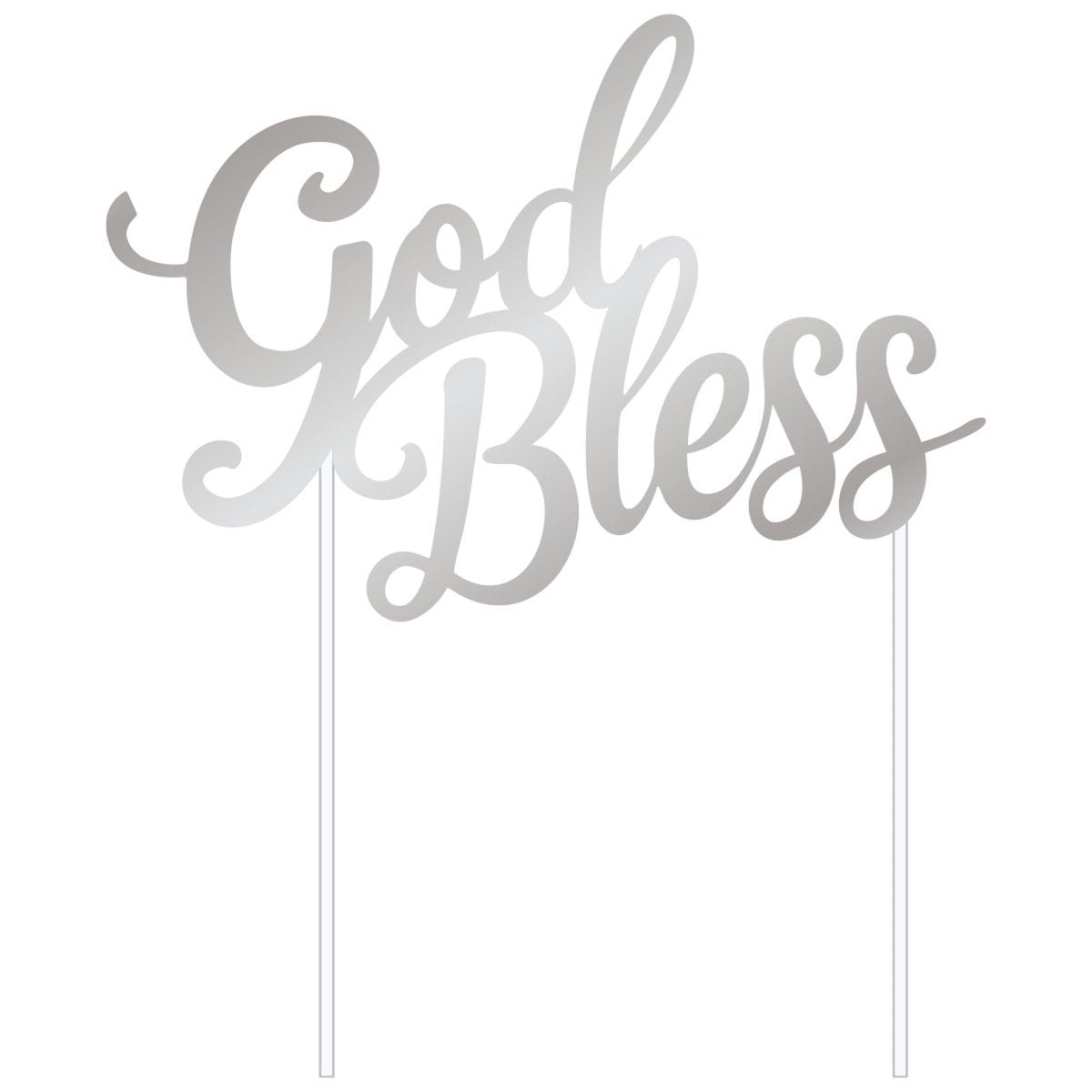 'God Bless' Silver Cake Topper, 1 Count