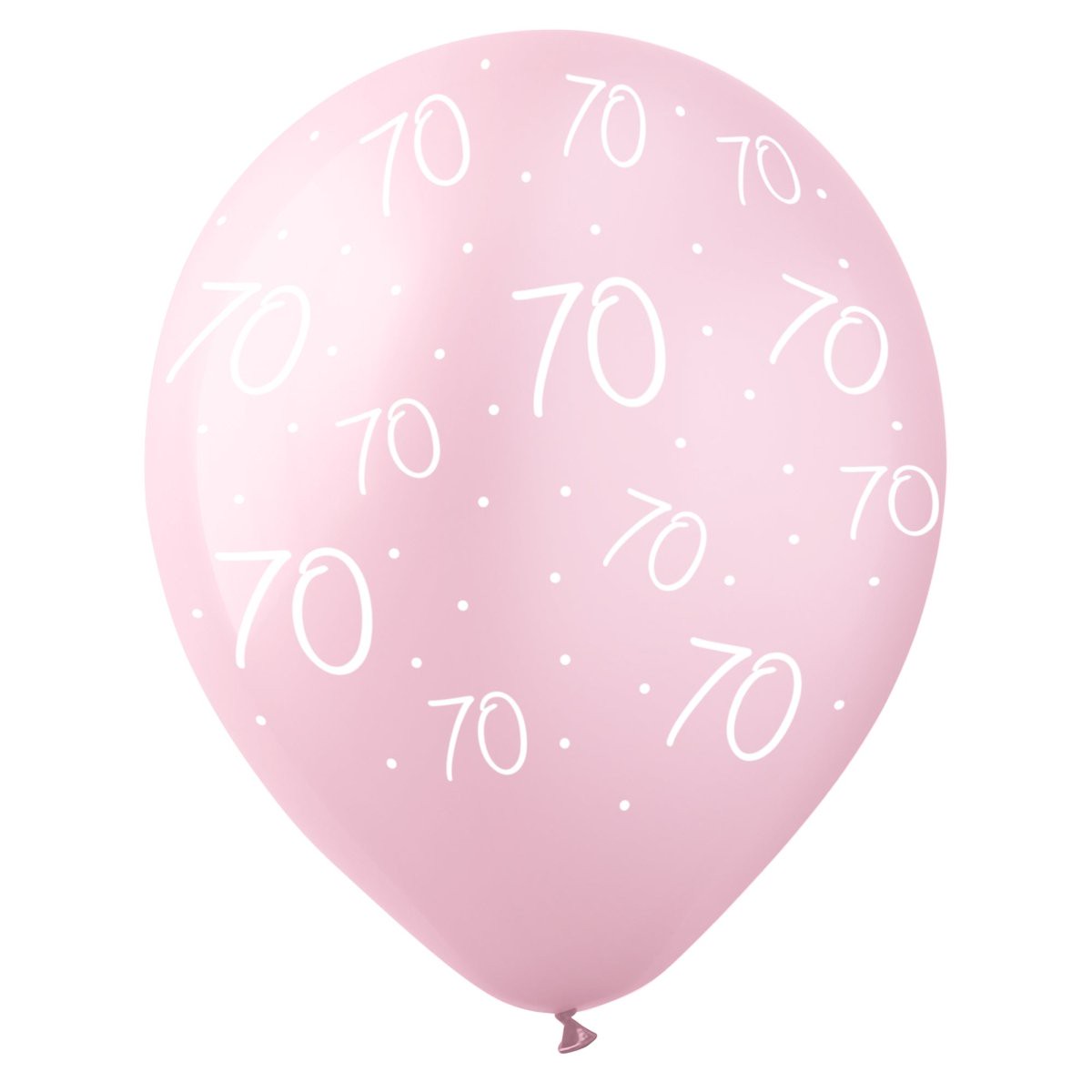 Ros Celebration 70th Birthday Pearl Pink Latex Balloons, 12 Inches, 12 Count