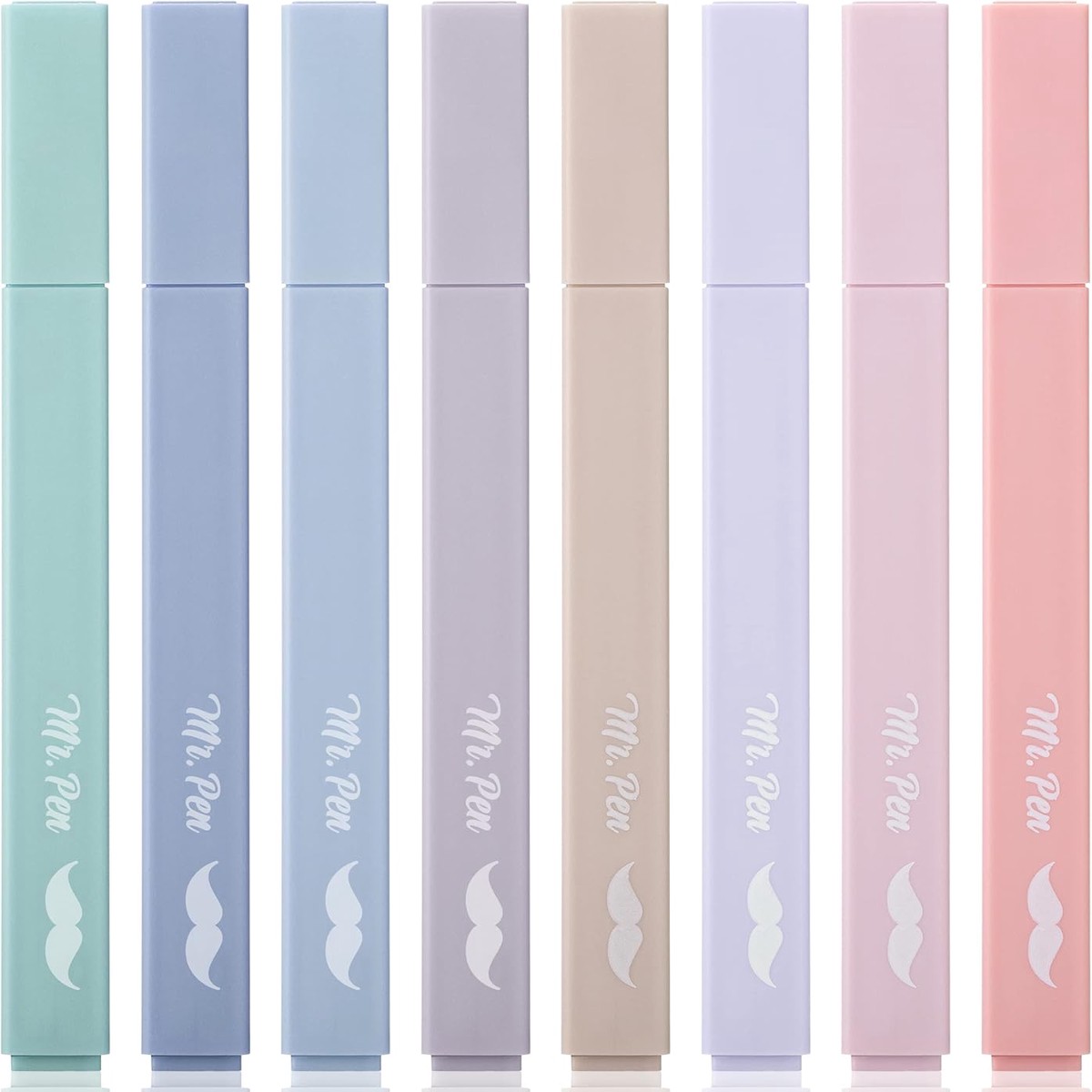Mr. Pen Aesthetic Highlighters - 8 pcs Chisel Tip Morandi Colors No Bleed Bible Pastel Highlighter Set